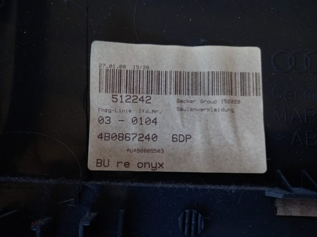 Vidējas salona statnes apdare priekš AUDI A6 1998 4 Vidējas salona statnes apdare priekš AUDI A6 1998