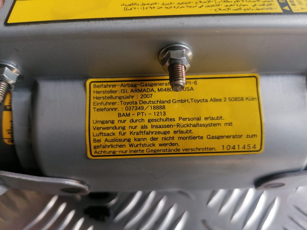 Mērinstrumentu paneļa drošības spilvens priekš LEXUS IS250 2007