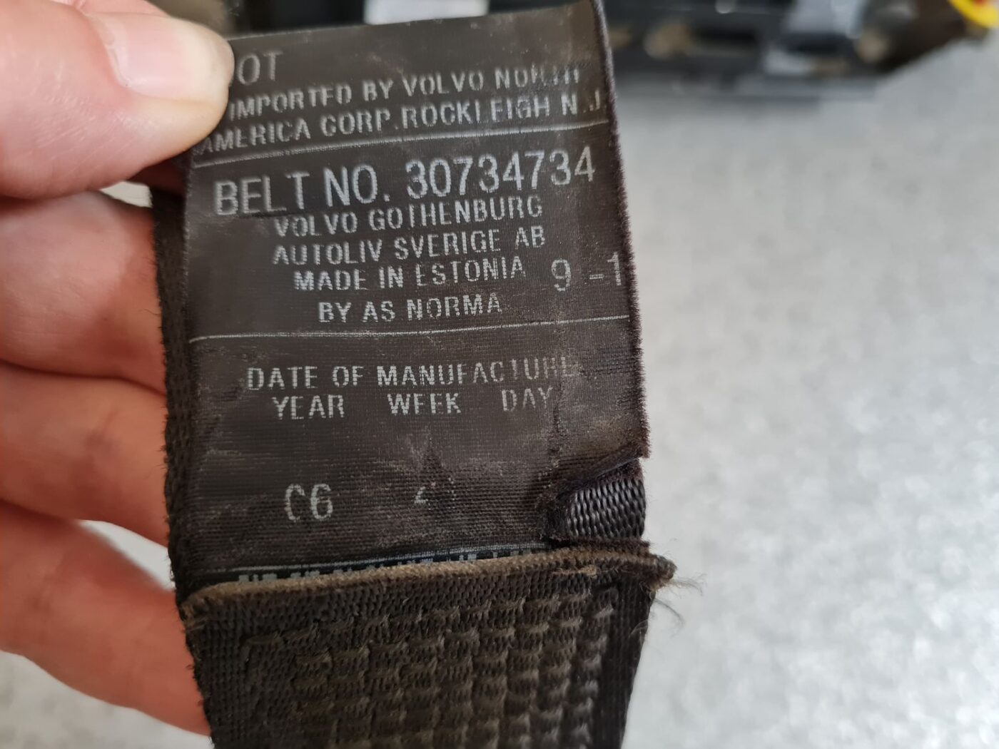 Priekšējā kreisā drošības josta priekš VOLVO XC70 2007 7 Priekšējā kreisā drošības josta priekš VOLVO XC70 2007