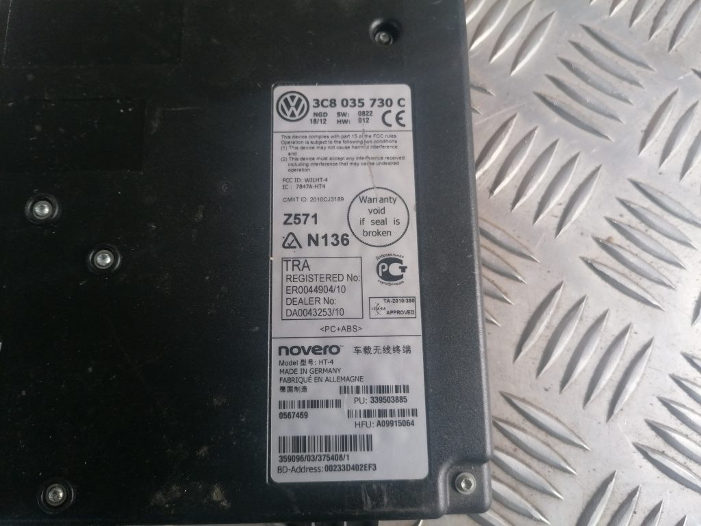 Bluetooth vadības bloks priekš VW GOLF VARIANT 2012 3 Bluetooth vadības bloks priekš VW GOLF VARIANT 2012